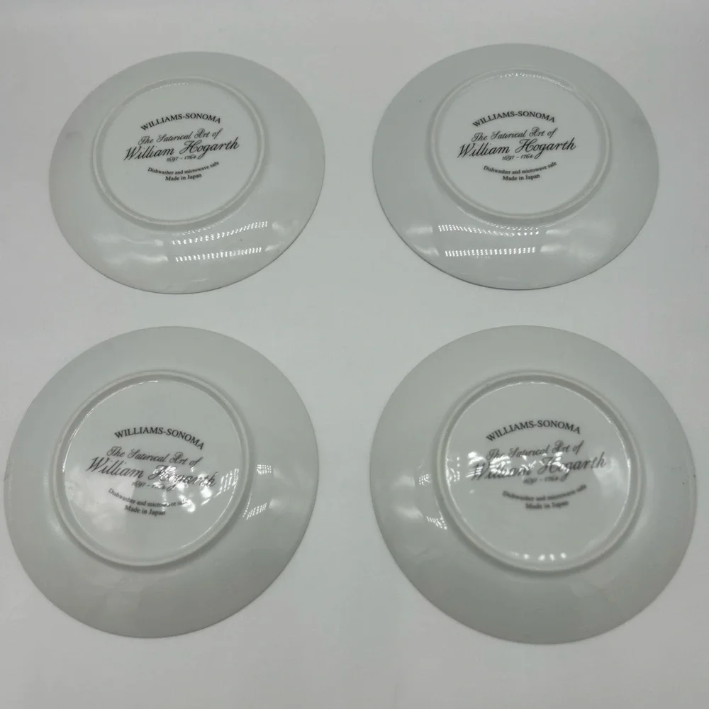 Williams Sonoma Satirical Art William Hogarth 18th Century Artist Snack Plates 4